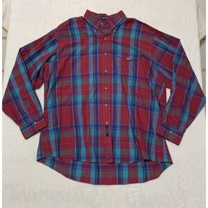 Gant Red Plaid Shirt 1X Big Button-Down Long Sleeve Cotton Blend